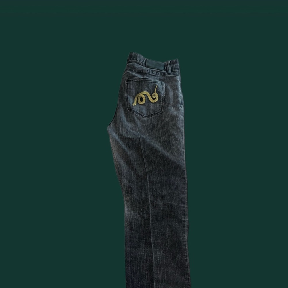 Low rise early 2000 y2k look snake design jeans size 8P or small/medium
